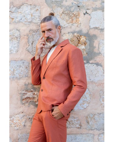 BLAZER TERRACOTA - 100% LINO