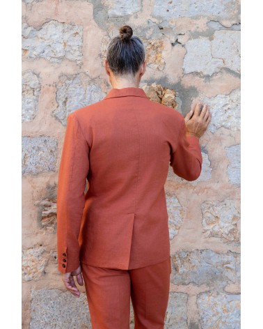 BLAZER TERRACOTA - 100% LINO