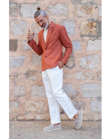 BLAZER TERRACOTA - 100% LINO