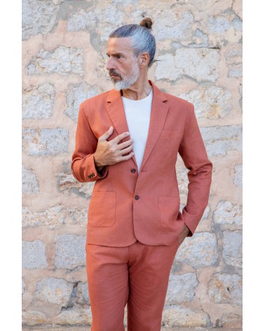 BLAZER TERRACOTA - 100% LINO